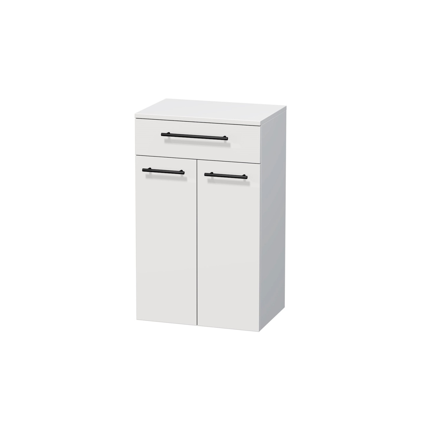 INTEDOOR Nízká skříň BEE, úchyt černý, 1 zásuvka, 2 dveře, š. 50cm, bílá lesk