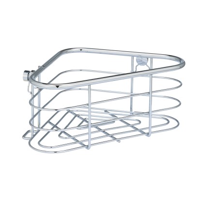 Wenko Rohová koupelnová police Trestina, lesklá stříbrná, 25 x 10,5 x 16,5 cm