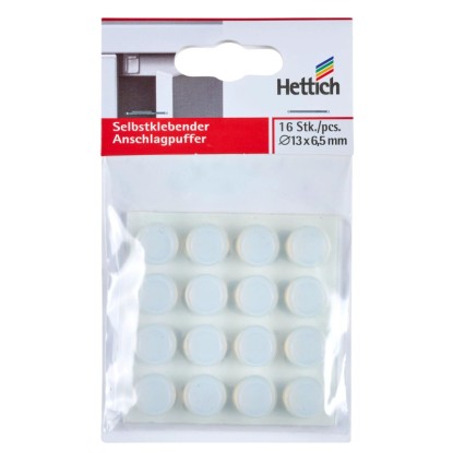 Hettich dveřní dorazy, samolepicí, 16 kusů, Ø 13x6,5 mm, transparentní tlumiče dveří