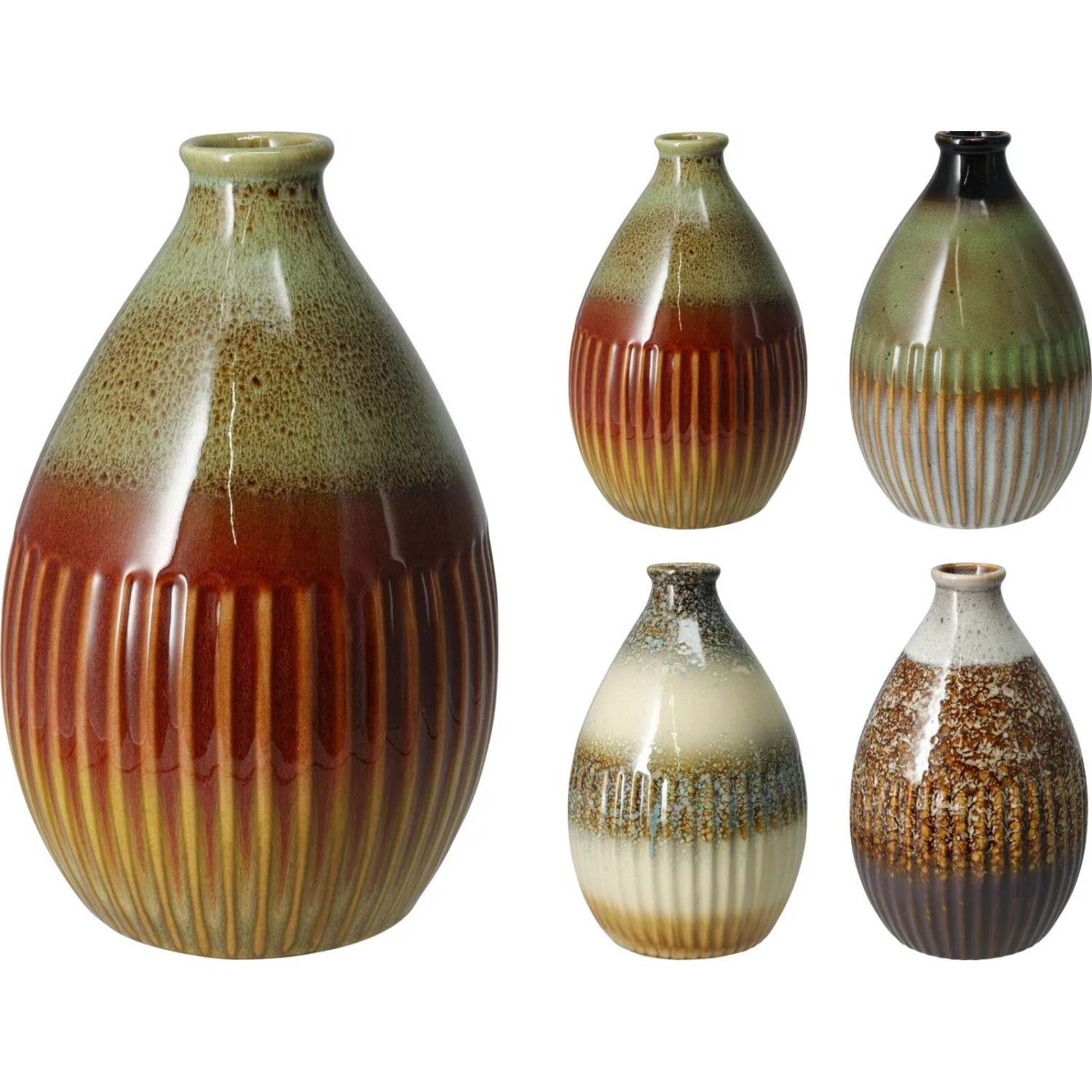 Levně Koopman Váza porcelánová glazovaná se zúženým hrdlem, různé druhy, pr.15,5x26 cm