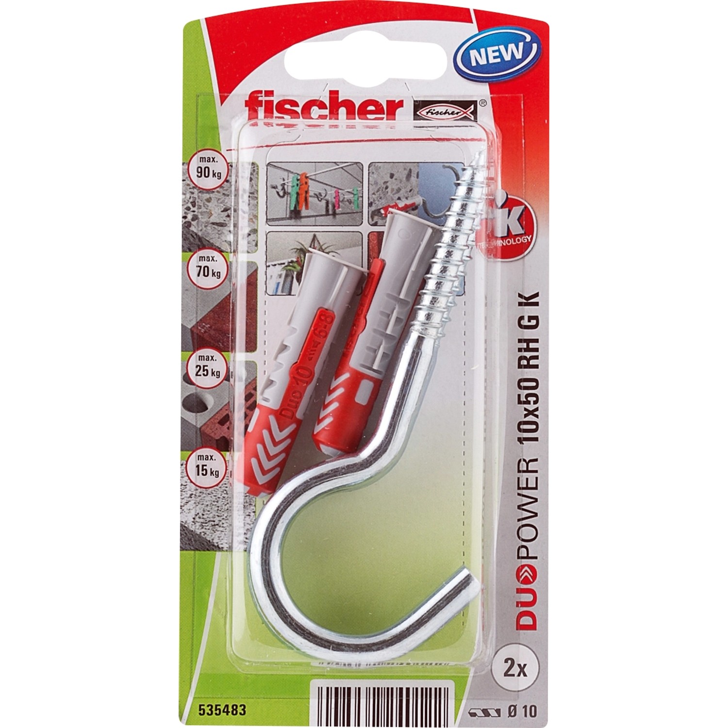 Fischer Hmoždinka DuoPower 10 x 50 RH G K NV se skobou, 2 ks