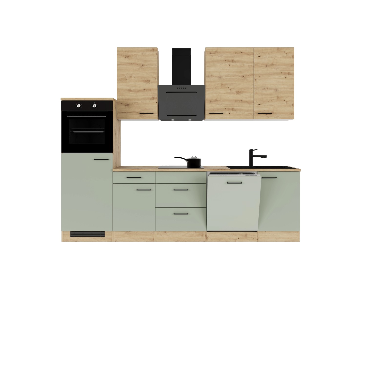 Flex-Well Kuchyně CARA 280 cm/typ 2-lednice/trouba/var.deska/digestoř/myčka