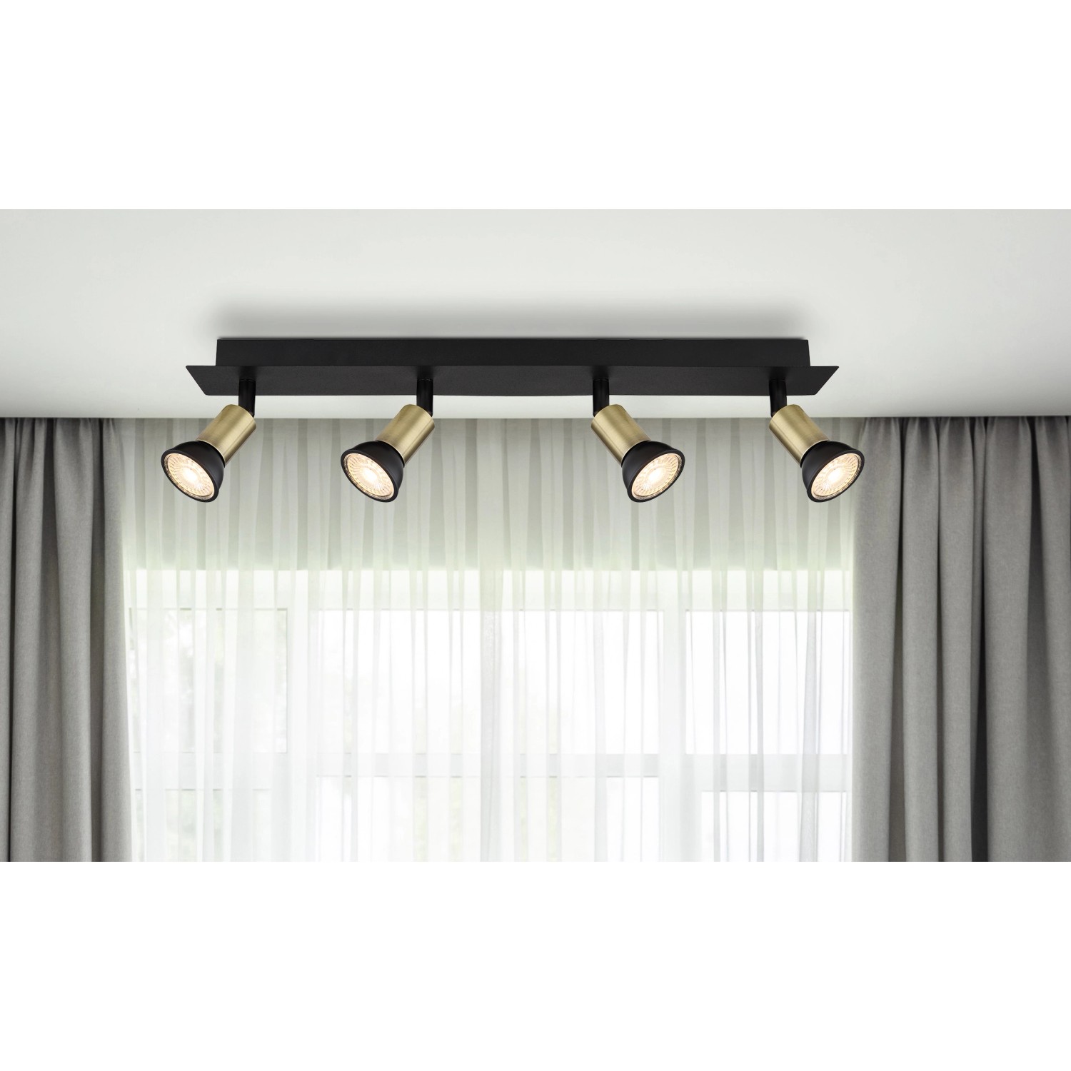 GLOBO 4bodové svítidlo DREW černá/zlatá GU10 35 W 500 x 60 x 90 mm
