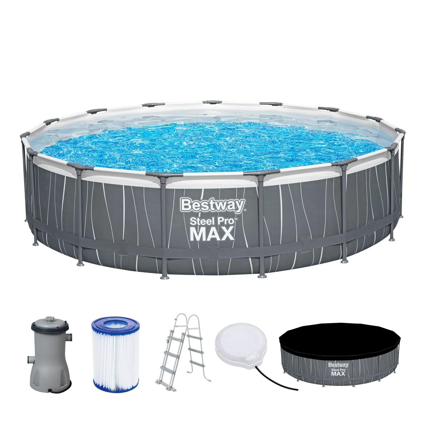 Bestway Bazén Steel Pro MAX LED, filtrace, schůdky, plachta pr. 457x107 cm (EN)