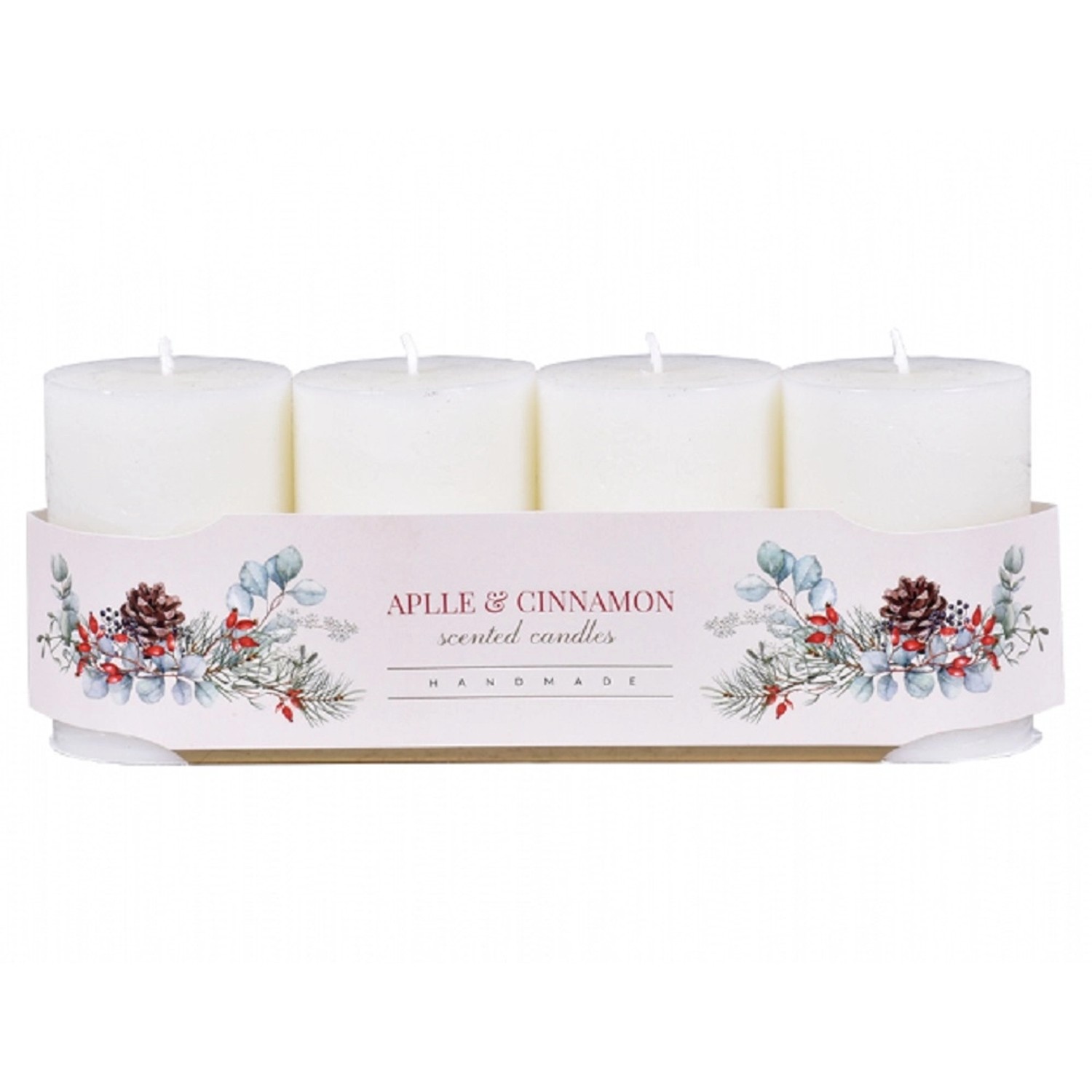 Svíčka adventní VÁLEC rustikální vonná matná bílá, pr. 6 x 10 cm, 4 ks