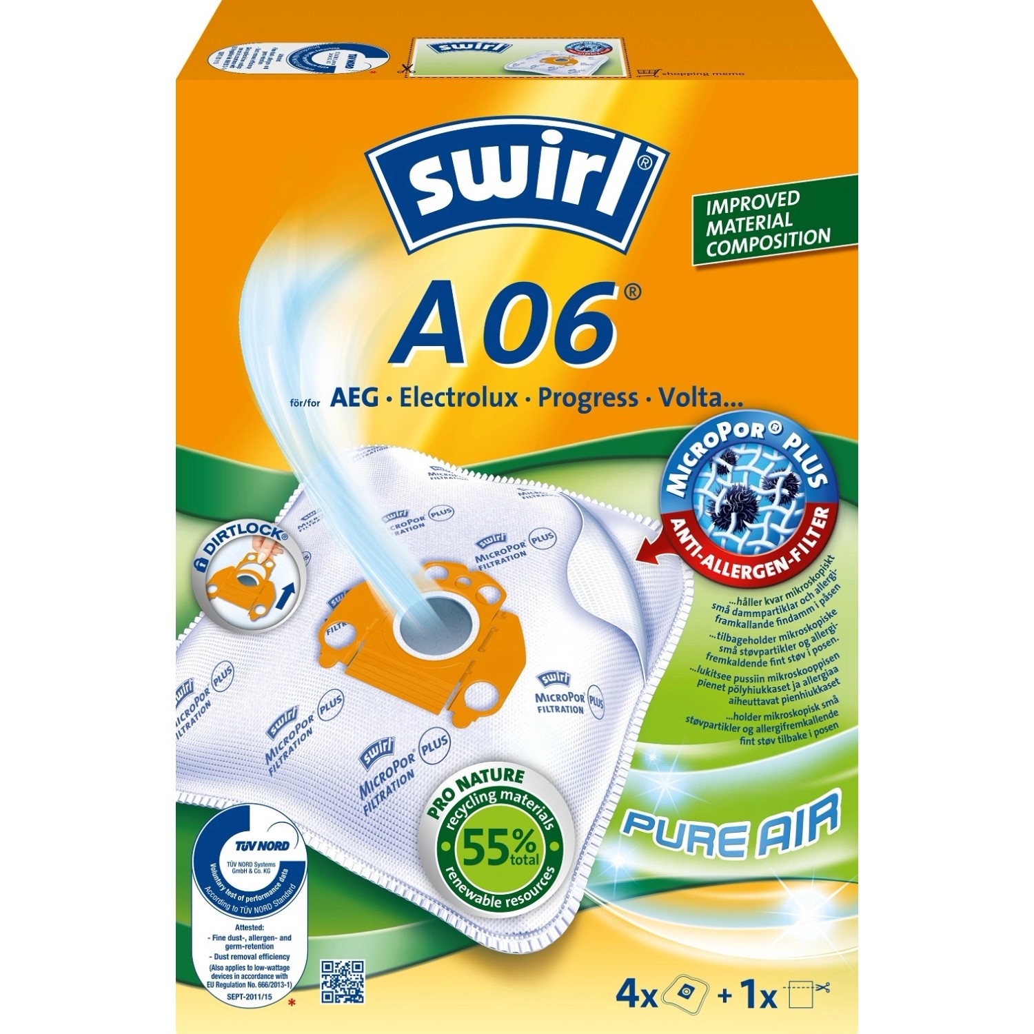 Swirl Sáčky do vysavačů A 06 / 4 MP Plus Green, 4 ks