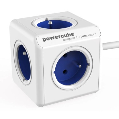 allocacoc Rozbočovací kostka PowerCube Extended, 5 zásuvek + kabel 1,5 m, modrá