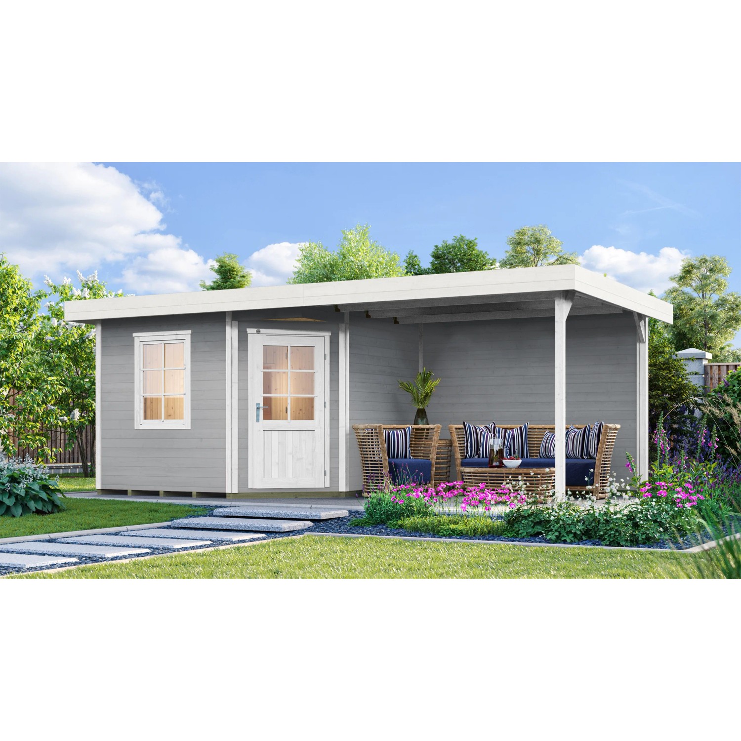 Weka Saunový domek Salo, šedá, 648 x 358 x 237 cm + BioAktiv 9 kW