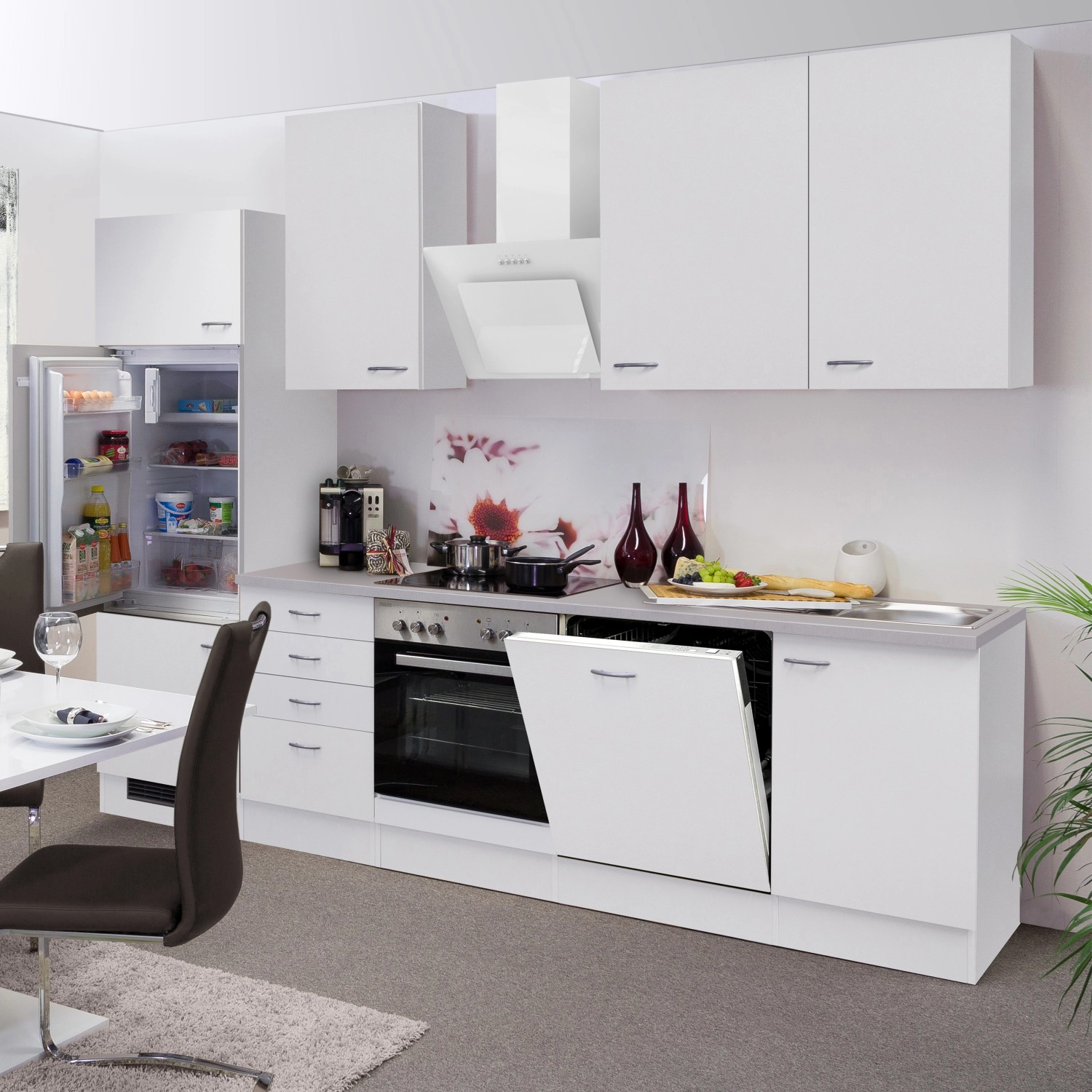 Flex-Well Kuchyně Wito 280 cm/typ 2 - lednice/trouba/varná deska/digestoř/myčka