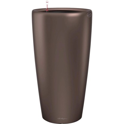 Lechuza Samozavlažovací květináč Rondo 32 espresso metalická pr. 32,5 x 56,5 cm