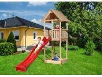 Weka Hrací věž Tabaluga se s. st. vč. skluzavky, přír./červ., 150 x 400 x 331 cm