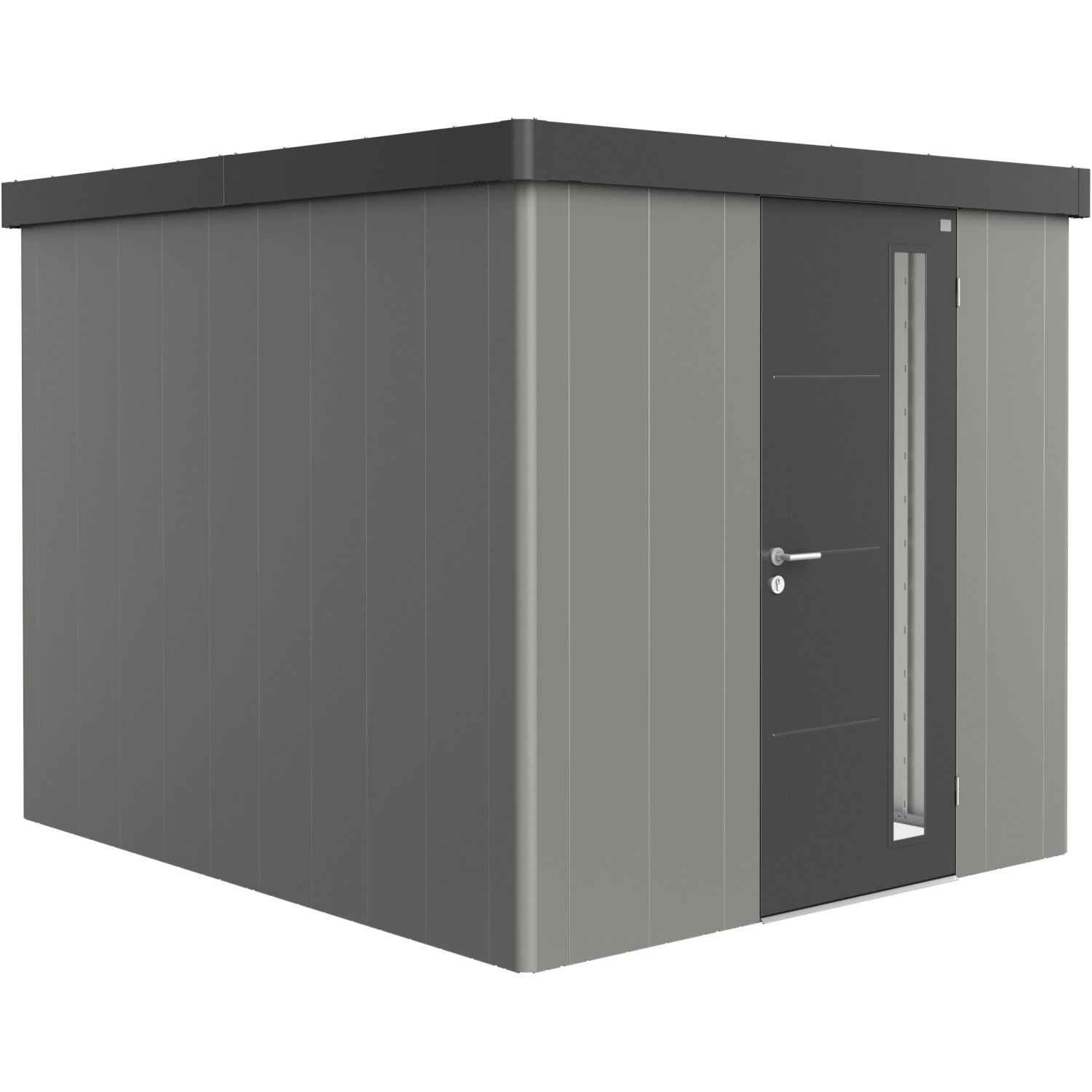 Biohort Plechový zahradní domek Neo3B 2.3 standardní dveře kř. šedá 236 x 292 cm