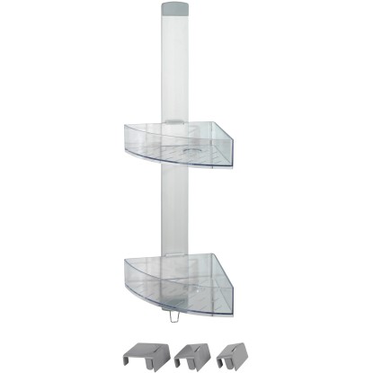 Wenko Rohový odkládací koš do sprchy Premium stříbrný matný