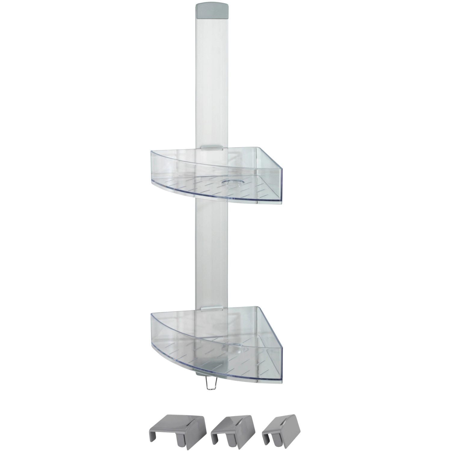 Wenko Rohový odkládací koš do sprchy Premium stříbrný matný