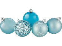 Sada vánočních ozdob Ornament koule plastové matné/lesklé modré pr. 6 cm, 25 ks Sada vánočních ozdob Ornament koule plastové matné/lesklé modré pr. 6 cm, 25 ks
