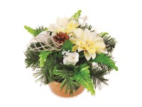 Podzimní dušičková dekorace růže a dálie, 36 x 32 cm