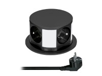 Solight Výsuvný blok PP100-B, 4 zásuvky, kabel 1,5 m, kruhový tvar, černá