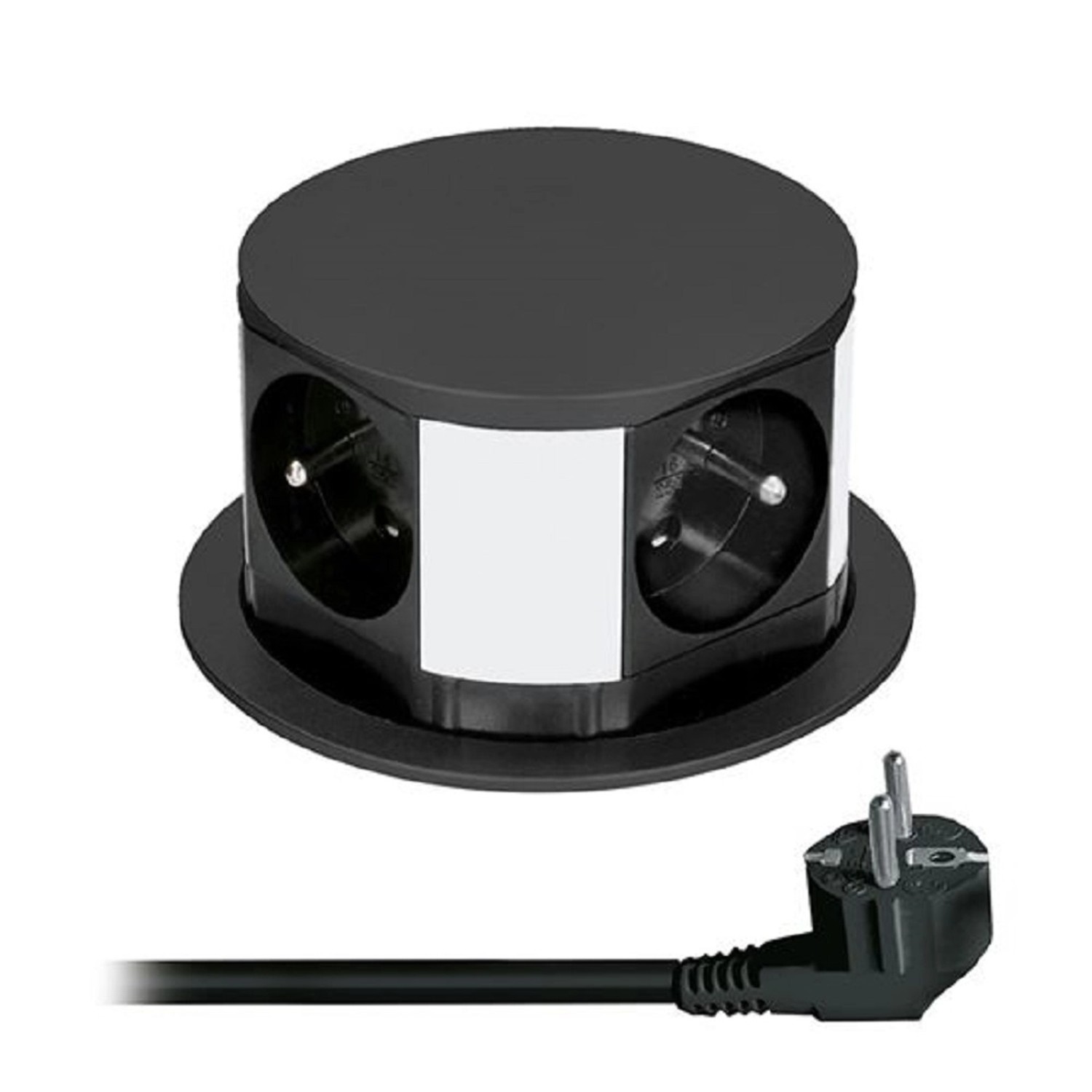 Solight Výsuvný blok PP100-B, 4 zásuvky, kabel 1,5 m, kruhový tvar, černá