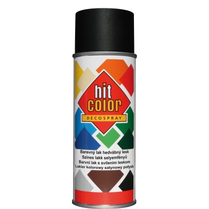 hitcolor Dekorativní lak ve spreji hedvábný lesk RAL 9005 černý 400 ml