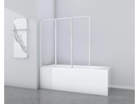 Aurlane Skládací zástěna na vanu White Star 130 cm x 120 cm bílá 3křídlá