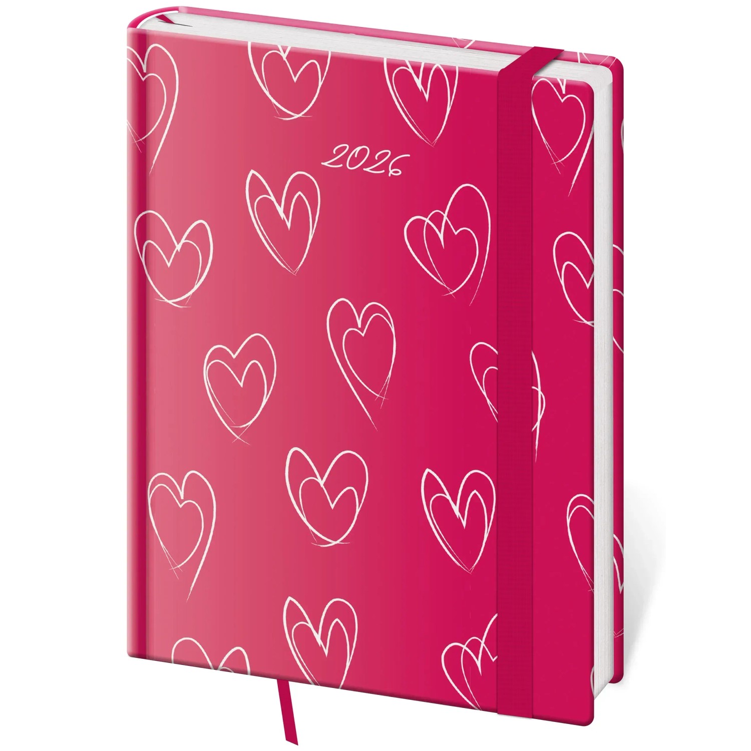 Helma 365 Diář týdenní B6 Vario 2026, Hearts s gumičkou