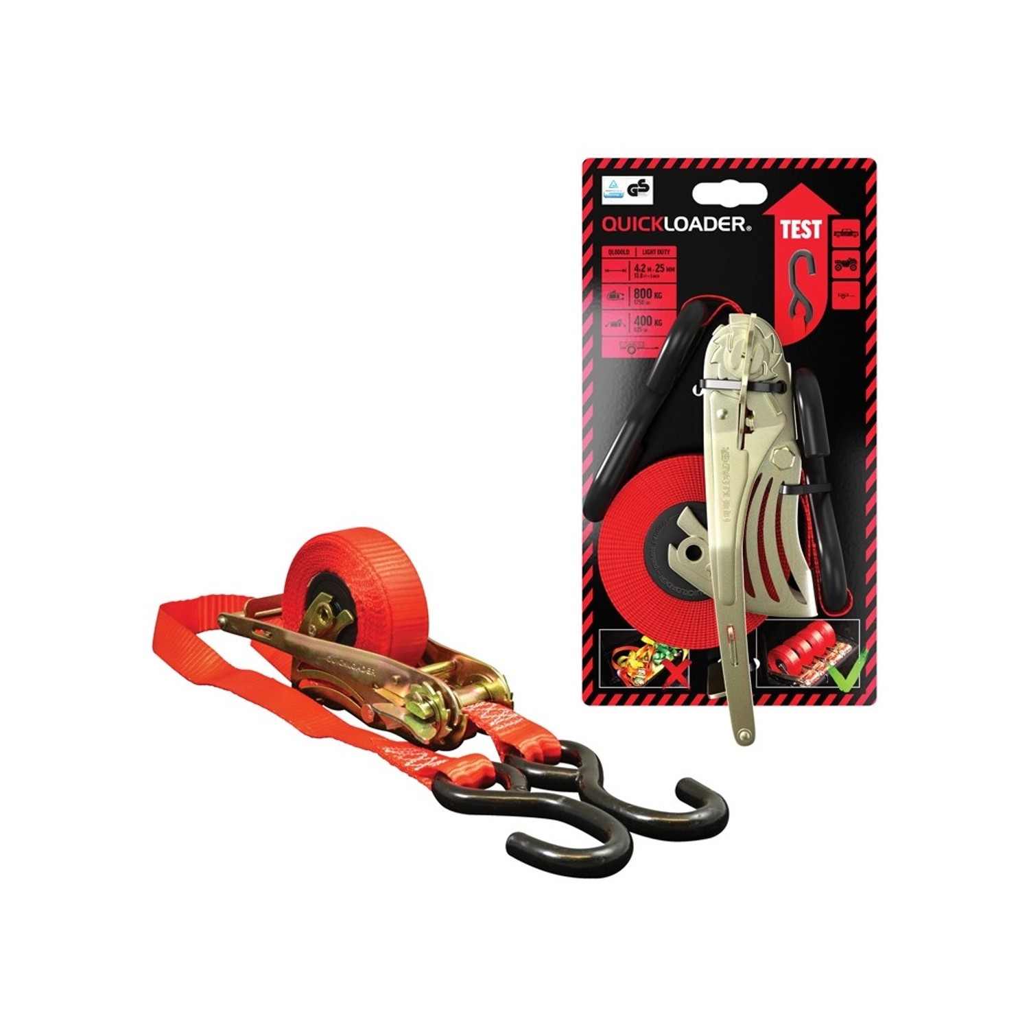 Quickloader Samonavíjecí popruh Retractable 800 kg, 4,2m (0,7m+3,5m) x 25mm