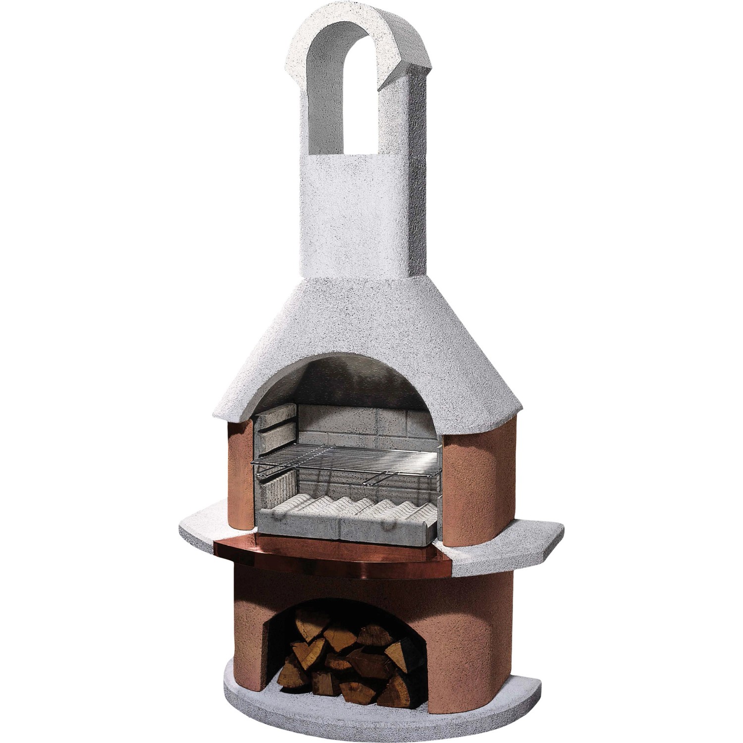 Buschbeck Zahradní grilovací krb Toscana, terakota/bílá, 110 x 65 x 203 cm