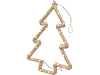 LED závěsná dekorace vánoční stromek s jutovým lankem, 24 LED, 28 x 37 cm