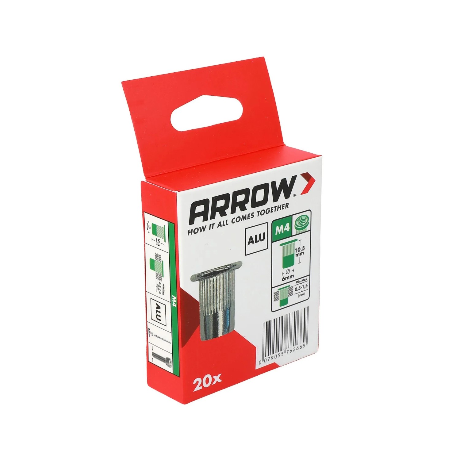 Arrow Nýtovací matice RN M4 hliník, pr. 6 x 10,5 mm, 20 ks