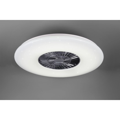Reality Stropní LED svítidlo Visby s ventilátorem chrom, pr. 75 cm