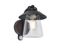 LUTEC Venkovní nástěnné svítidlo CATE SENSOR IP44, černá rez, 220 × 176 × 224 mm