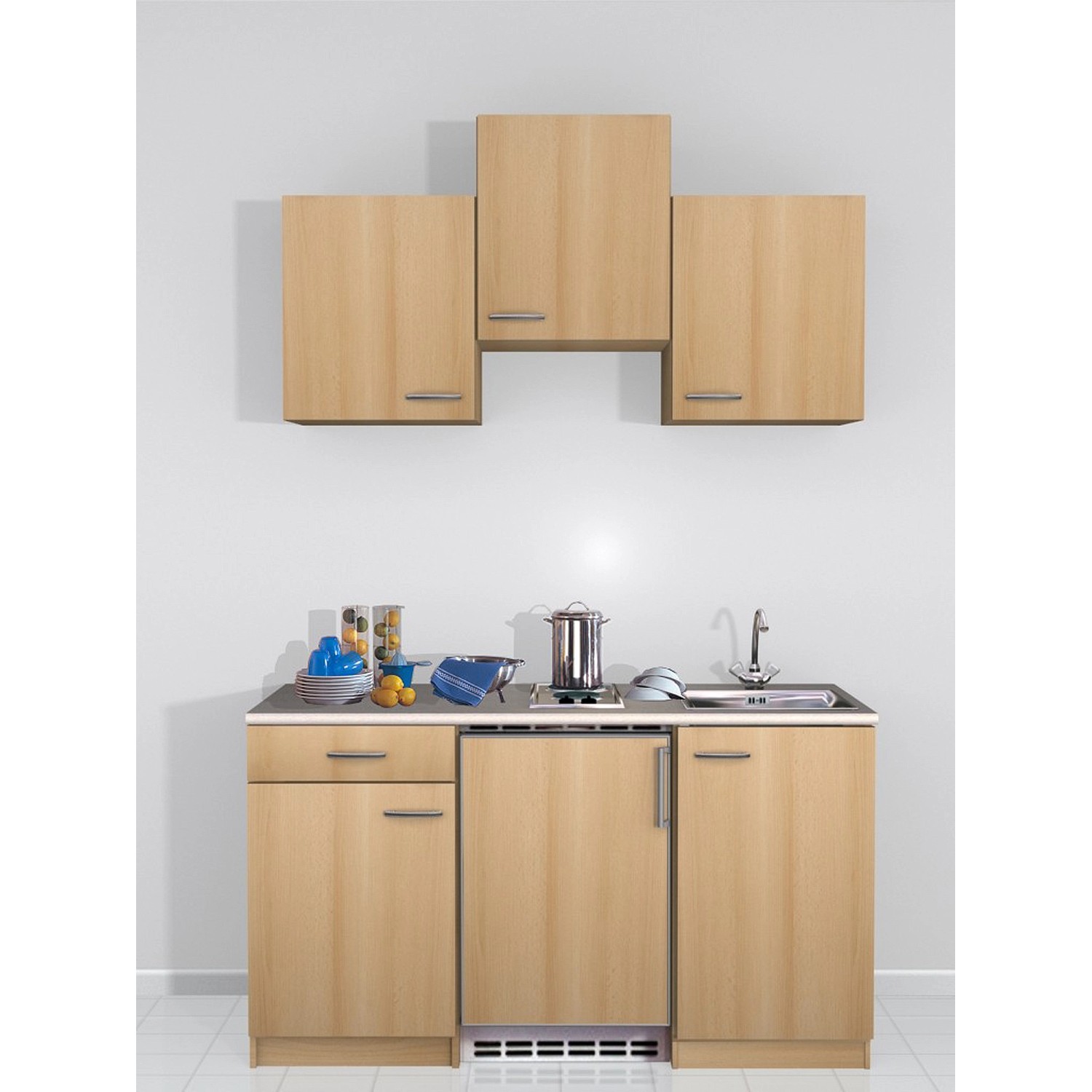 Flex-Well Kuchyně Nano 150 cm/typ 1 - lednice/varná deska