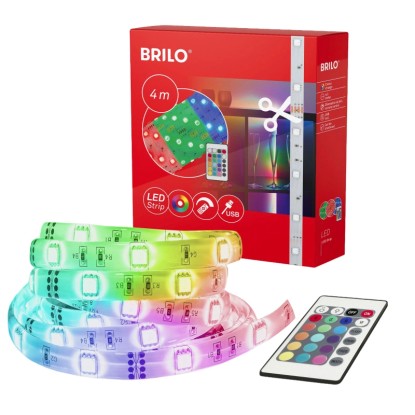 BRILO USB RGB LED samolepicí pásek stmívatelný 6 W, 4 m