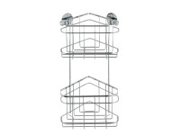 Wenko Turbo-Loc rohový regál 2patrový z lesklé nerez oceli