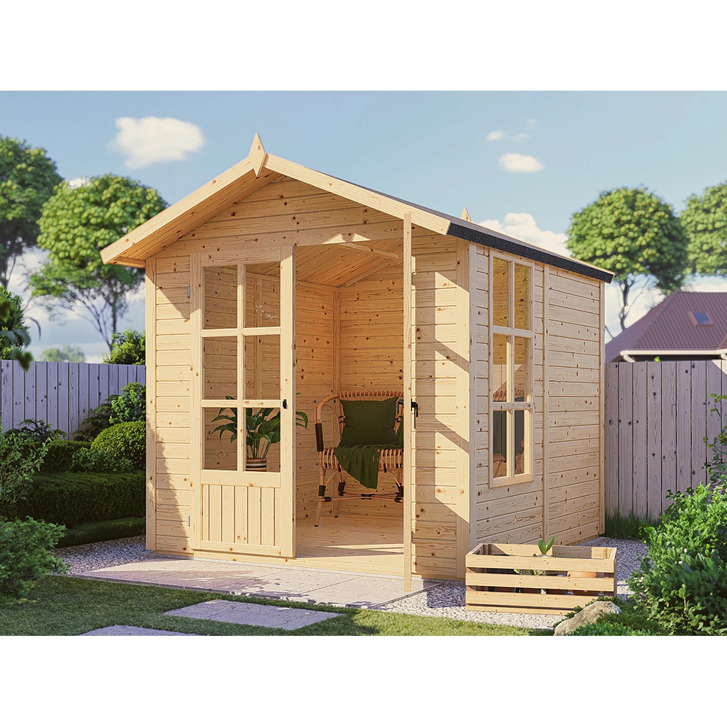 Bertilo Dřevěný zahradní domek Melrose, přírodní, 202 x 208 cm
