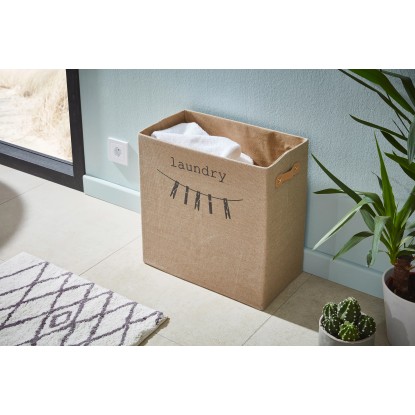 Fackelmann Koš na prádlo 45 cm lněný vzhled