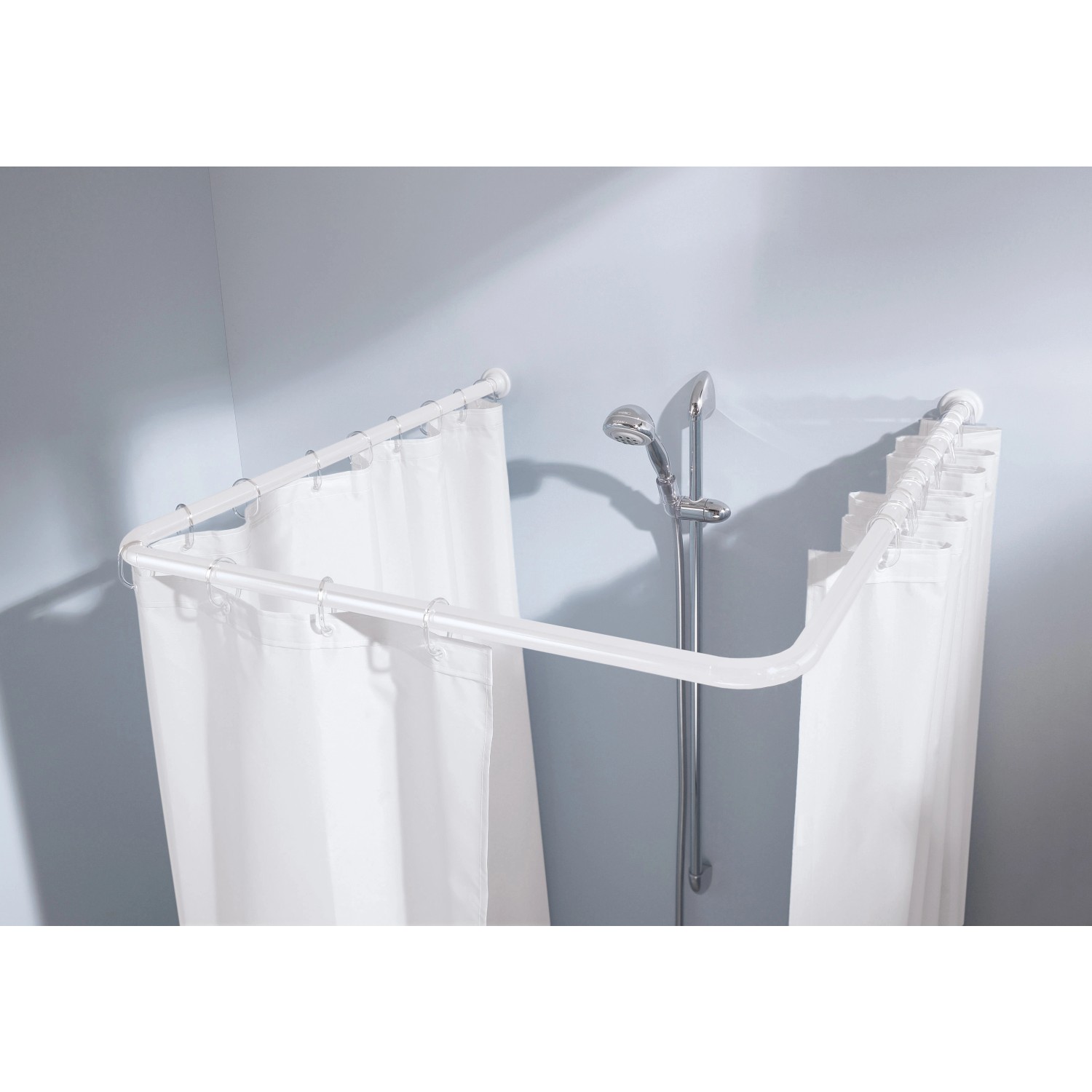 Kleine Wolke Univerzální tyč ze 3 ks pro sprchové závěsy bílá, pr. 25 mm