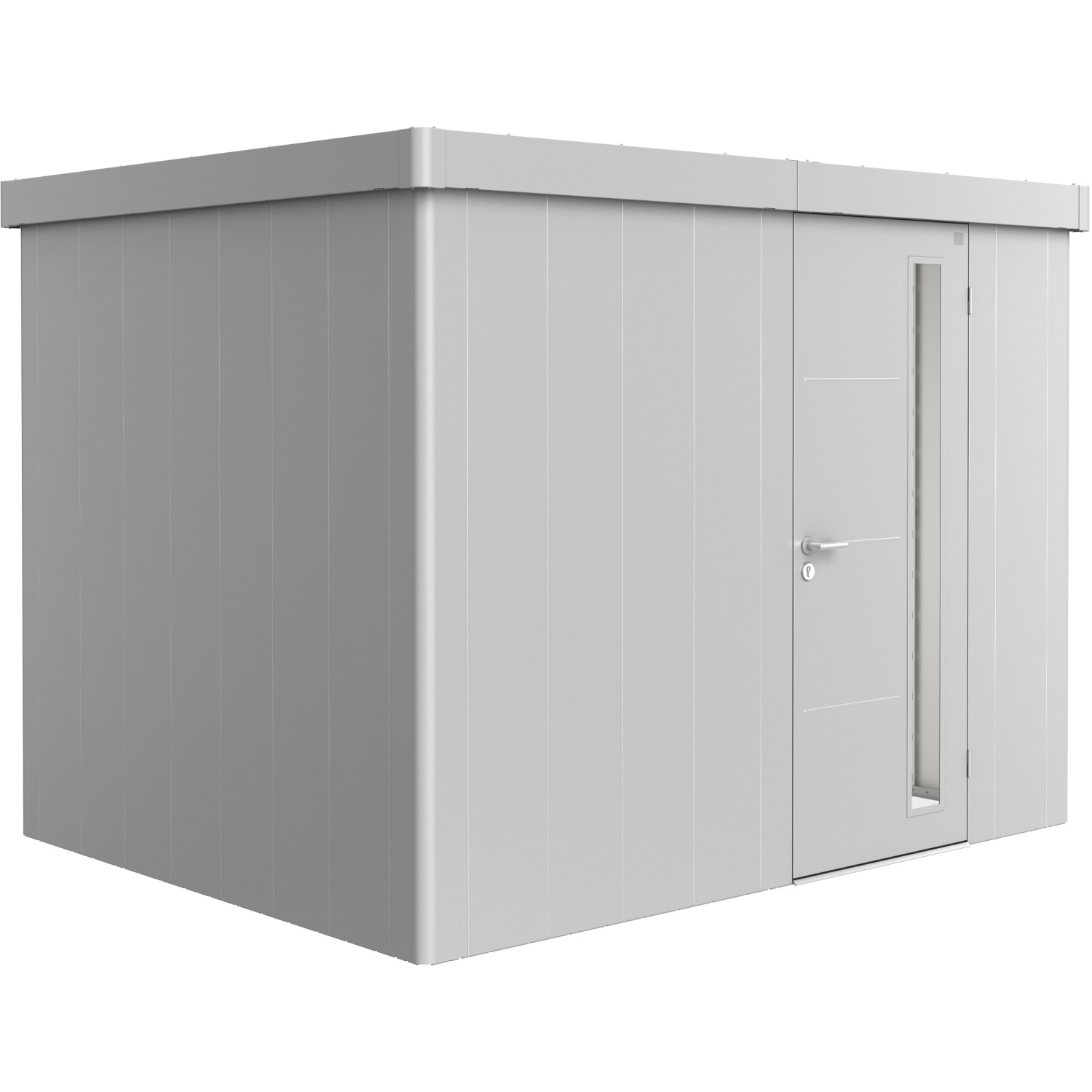 Biohort Plechový zahradní domek Neo2C standardní dveře stříbrná 292 x 236 cm