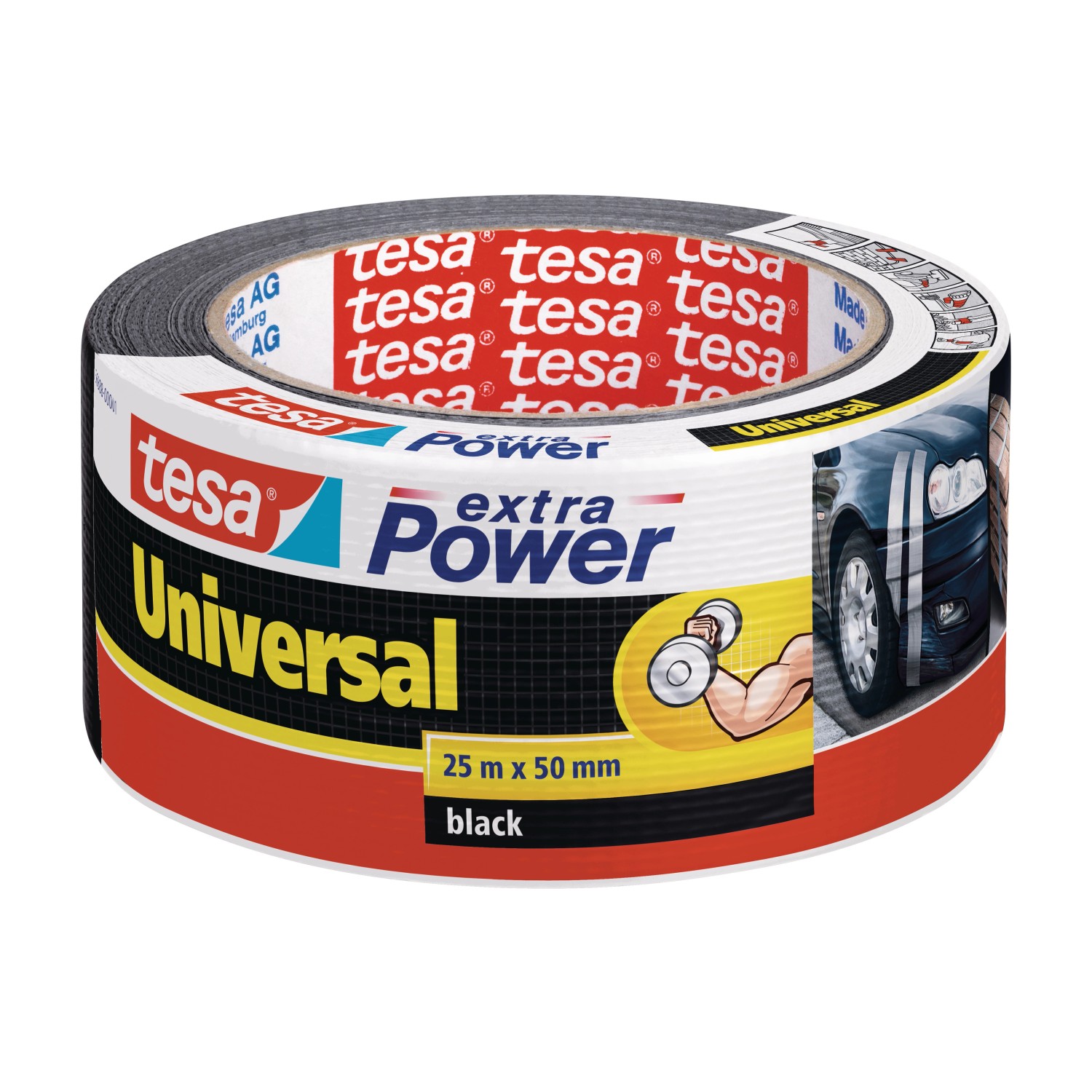 tesa Textilní opravná páska Extra Power Universal, černá, 25 m x 50 mm