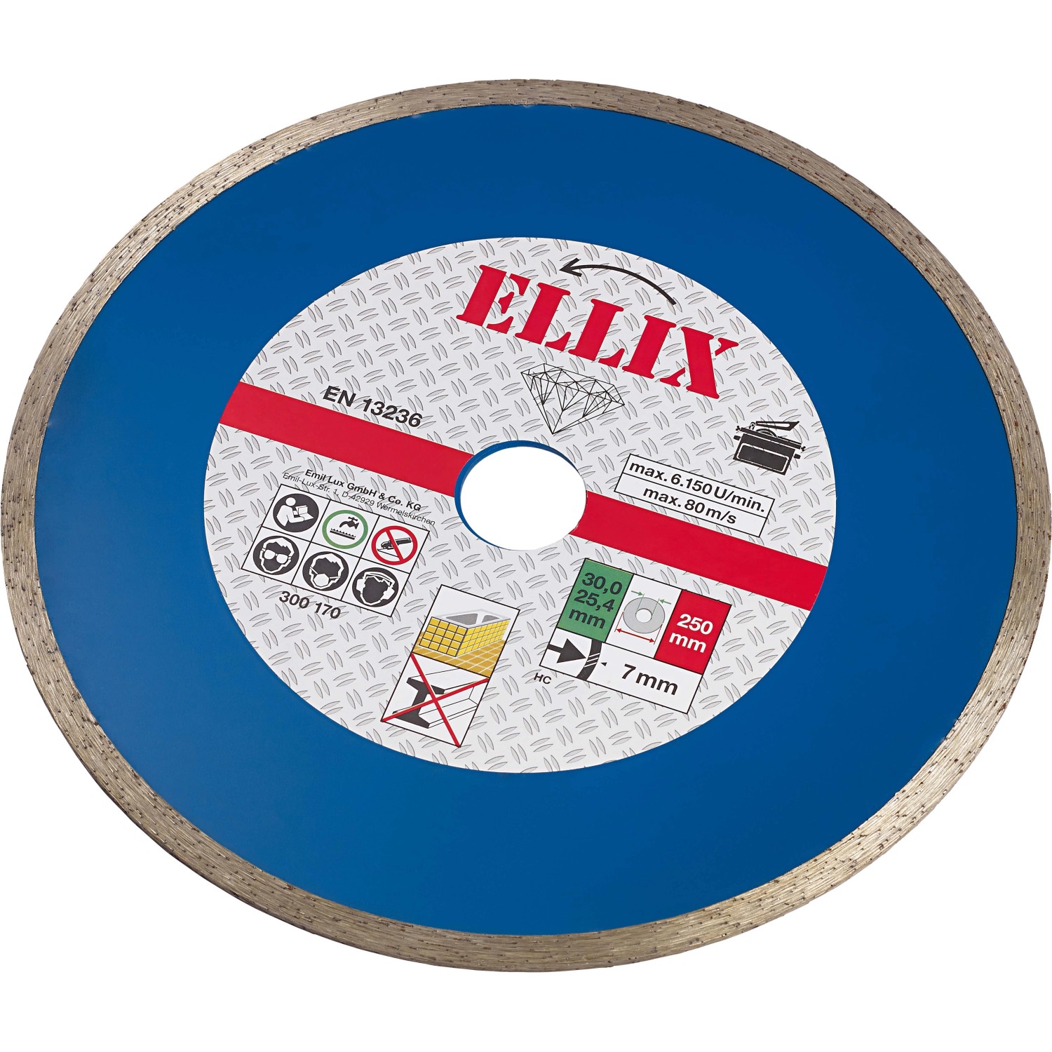 Ellix Diamantový řezný kotouč na dlaždice průměr 250 mm