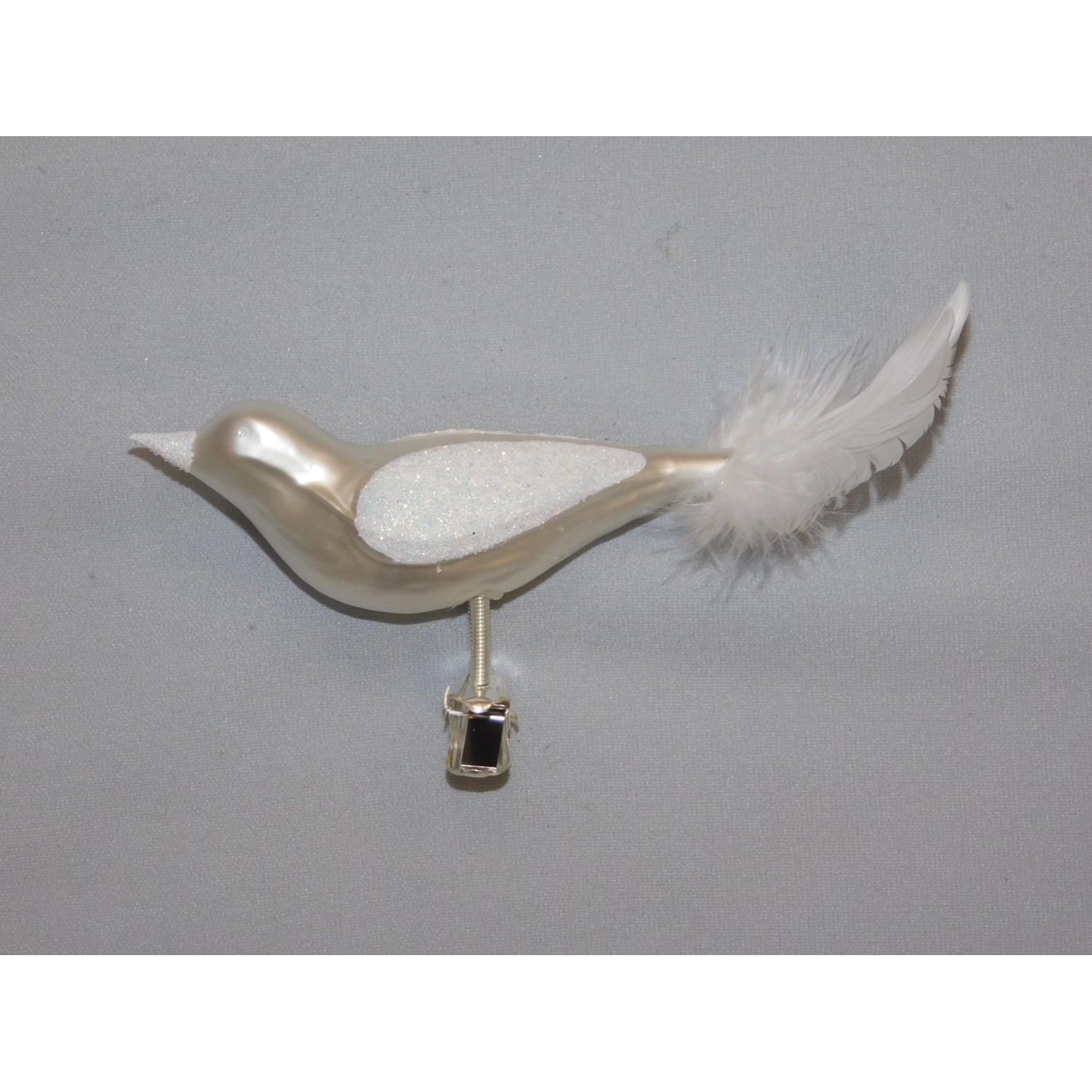 Ornex Vánoční ozdoba ptáček skleněný bílý 120 mm