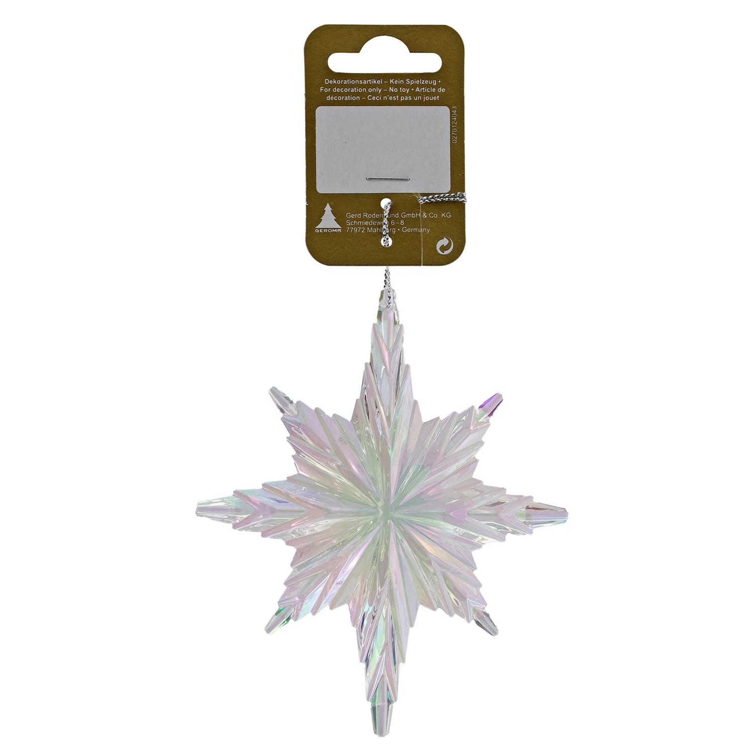 GEROMA Vánoční ozdoba hvězda plast perlová bílá 10,5 x 12 cm