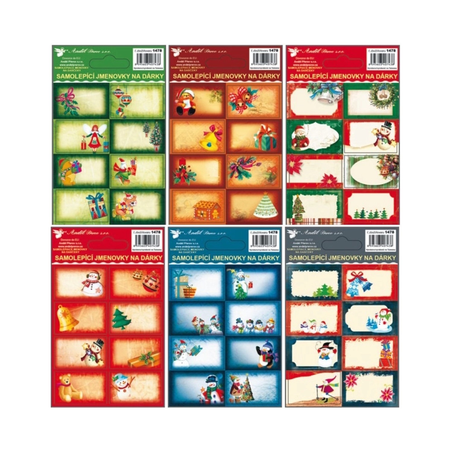 Anděl Přerov Samolepicí jmenovky na dárky s ražbou 8 ks, 13 x 8,5 cm