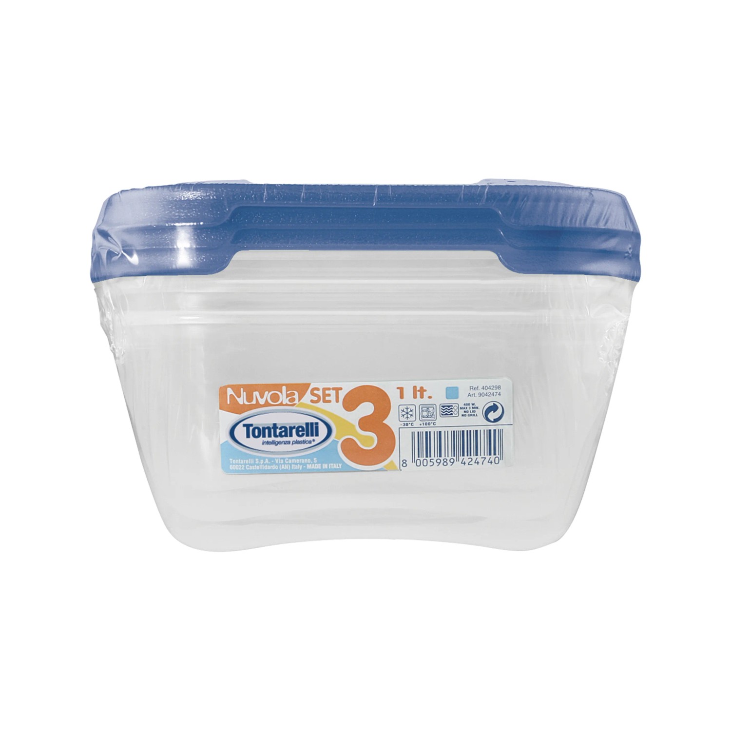 Tontarelli Dóza na potraviny Nuvola, modrá, 3 x 1 l