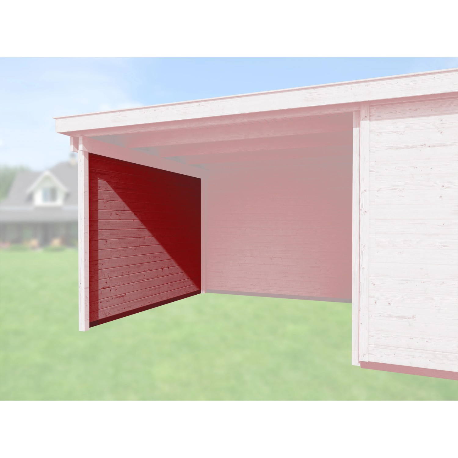 Weka Boční stěna pro designový domek 126 a 172, švédská červená, 21 mm, 295 cm