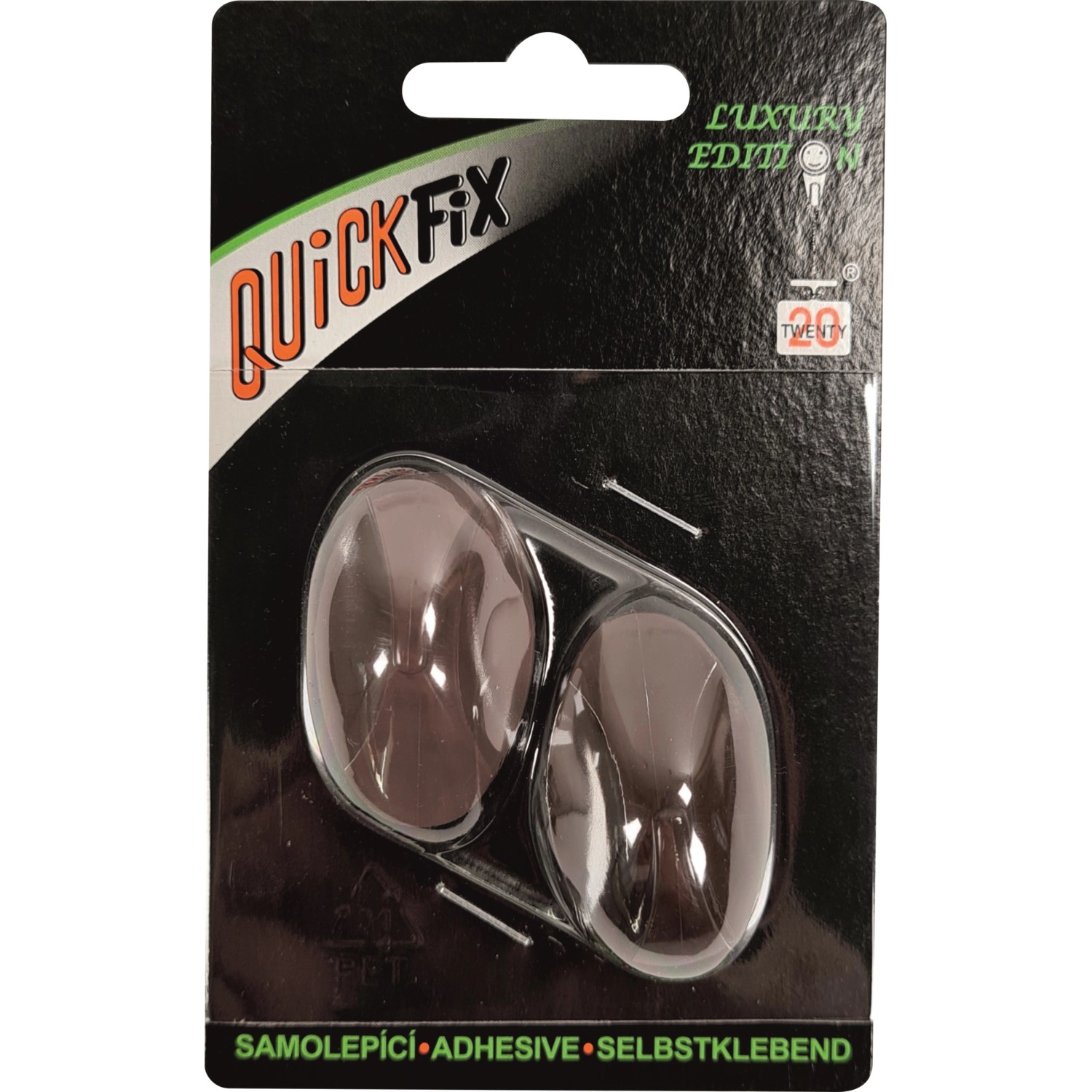 D.I.P. Háček samolepicí QF typ 2, plast, bílo-hnědá, 2 ks