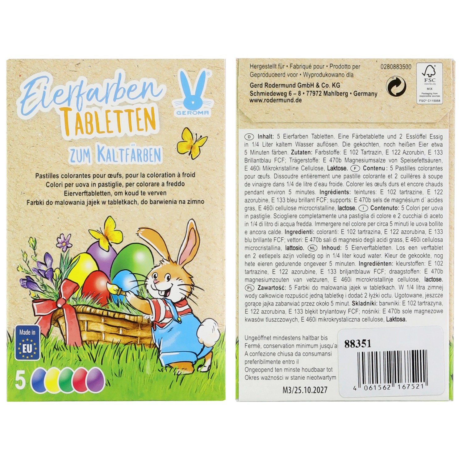 Velikonoční barvy na vajíčka za studena, kapsle, 5 barev