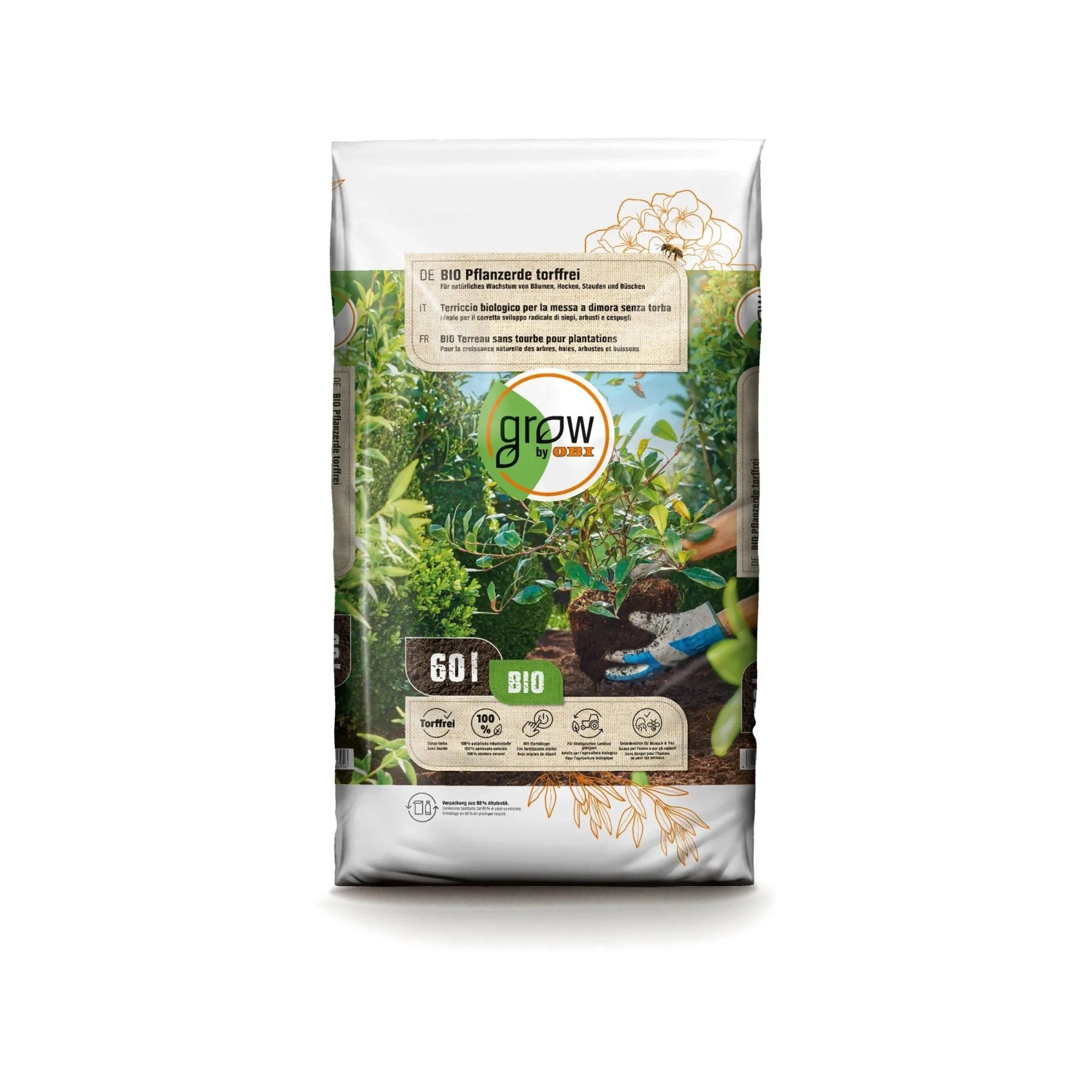 GROW by OBI BIO zahradní substrát 60 l