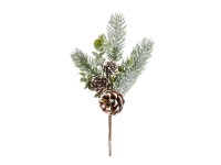 MICA Umělá rostlina - větvička se šiškami zelená 25 cm