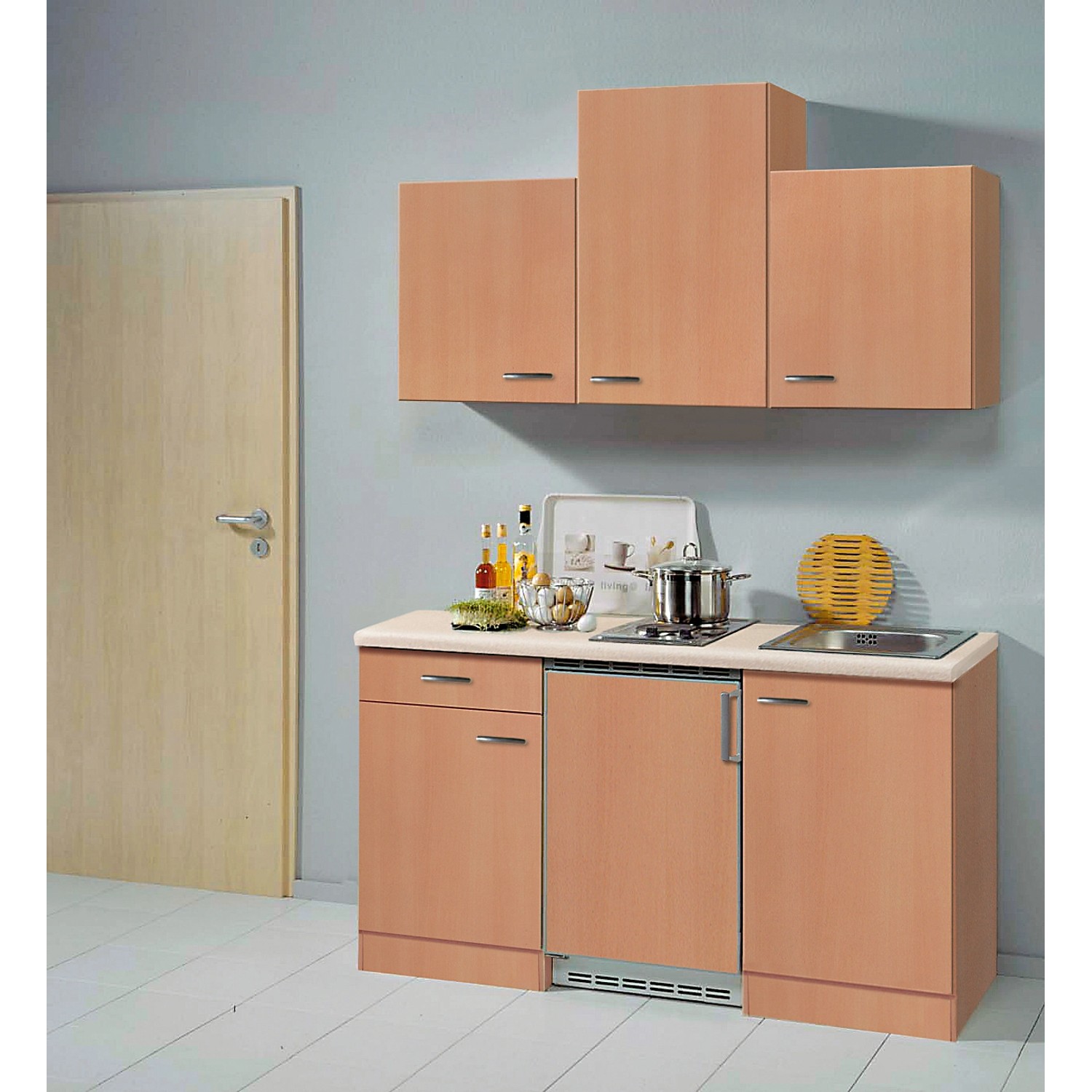 Flex-Well Kuchyně Nano 150 cm/typ 2 - lednice/varná deska